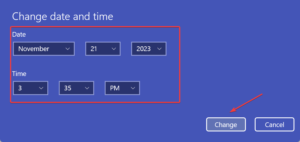 Ручная установка времени