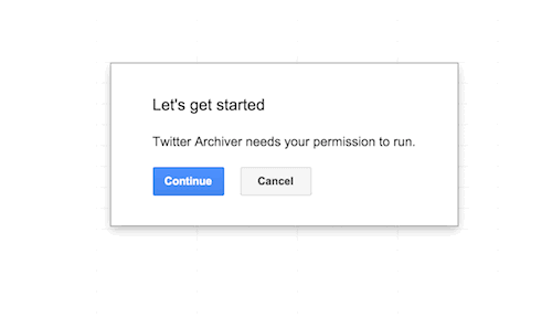 Запрос разрешений Twitter Archiver в Google Таблицах