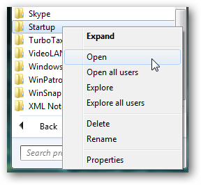 Папка автозапуска в меню Пуск