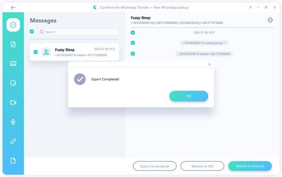 Иллюстрация экспорта чата в HTML для отправки по электронной почте