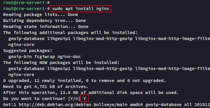 Установка Nginx и состояние сервиса