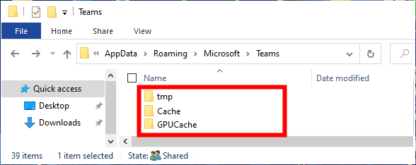 Удаление папок Cache, tmp и GPUCache в Teams