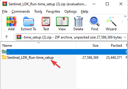Выбор папки Sentinel_LDK_Run-time_setup в архиве
