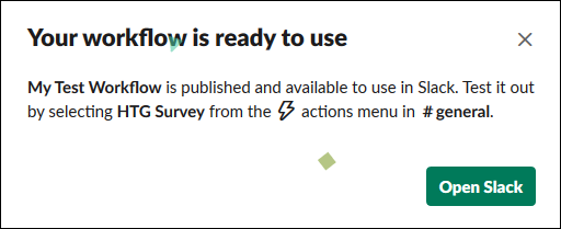 Уведомление о том, что workflow готово к использованию