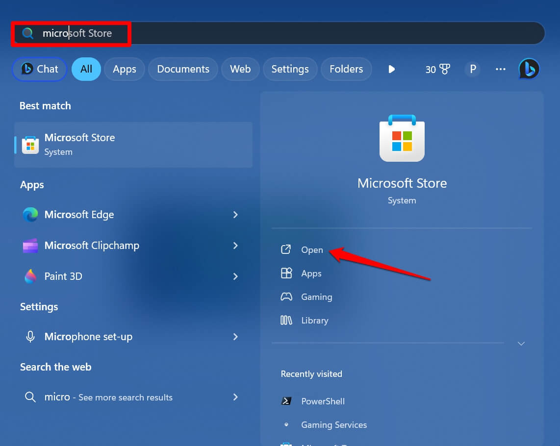 launch Microsoft Store