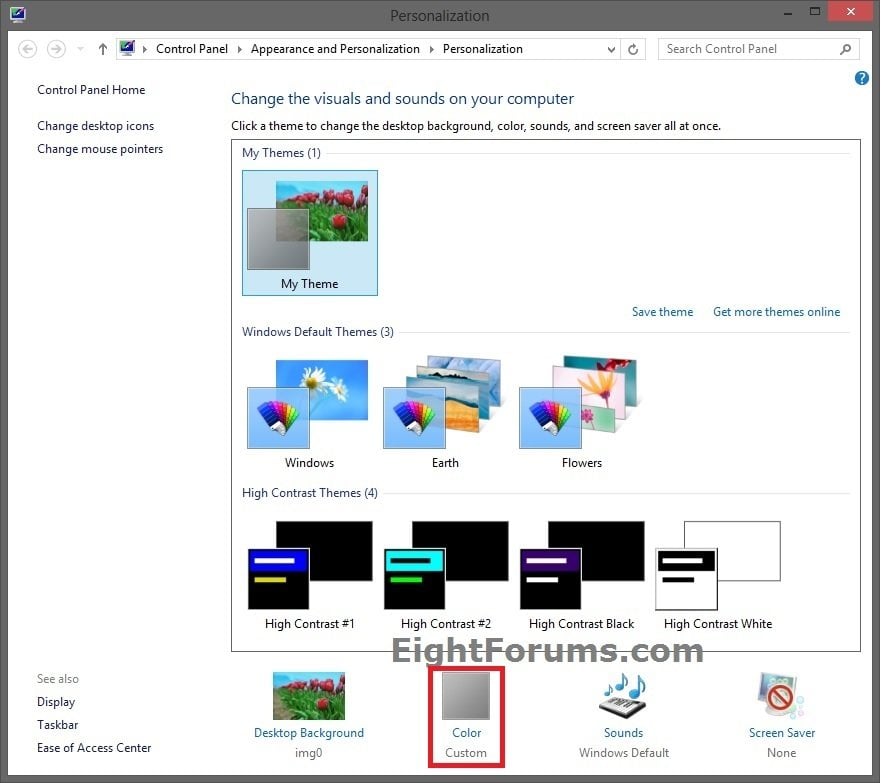 Окна Windows 8 с примерами цветов рамок