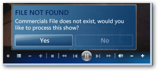 Сообщение Media Center о необходимости индексирования рекламы