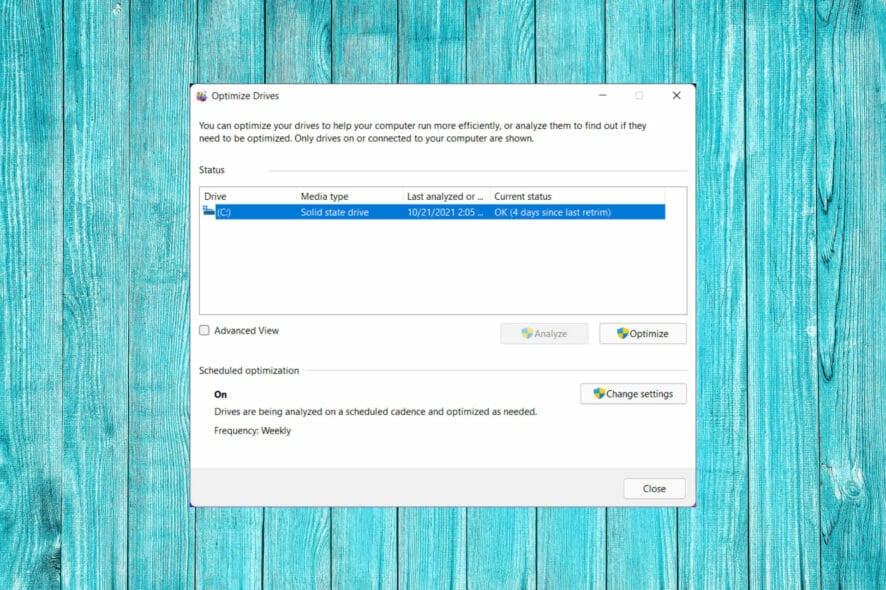 Запланировать дефрагментацию в Windows 11
