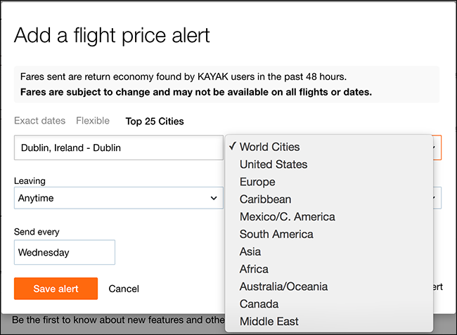 Оповещение Top 25 Cities — выбор топ-25 городов и гибкого периода