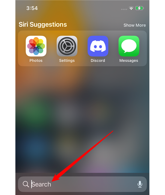 Экран Spotlight на iOS. 