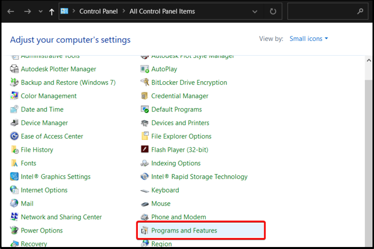 Панель управления: удаление программ