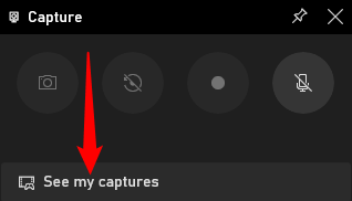 Кнопка 'See My Captures' в Game Bar