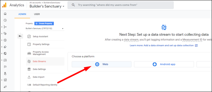 Создание потока данных для веб‑сайта.