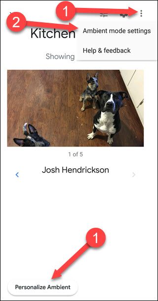 Иконка настроек и доступные опции Ambient Mode на примере телефона