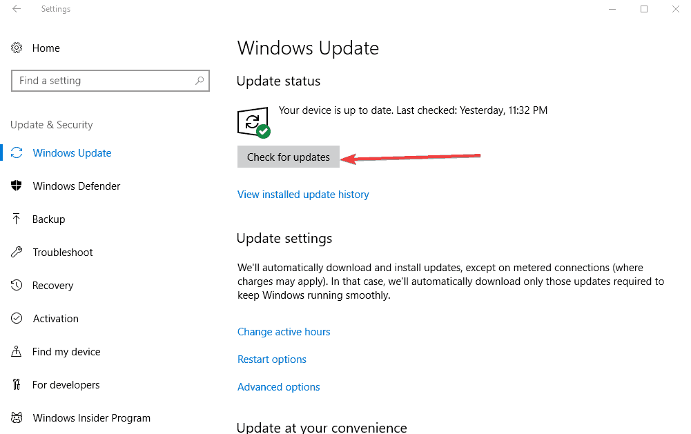 Проверить обновления — кнопка
