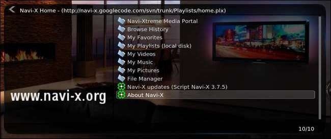 Главный экран Navi‑X с каталогами и поиском