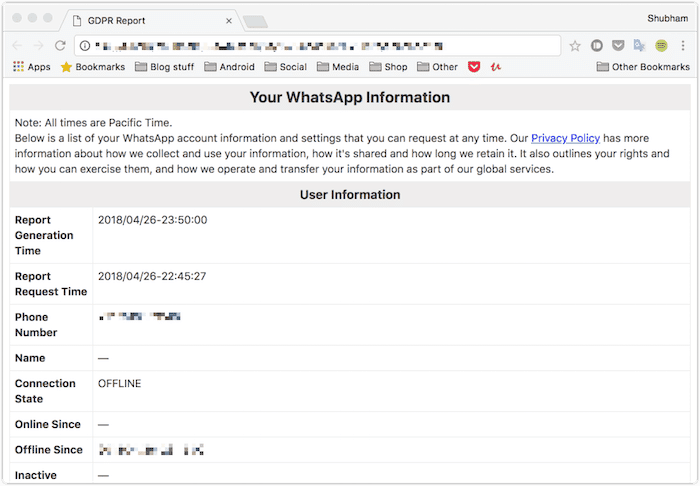 Скачать все данные, которые WhatsApp хранит о вас