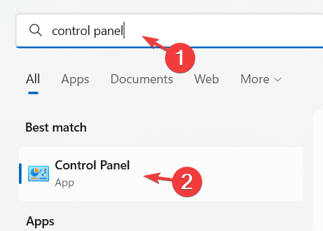 Поиск Панели управления