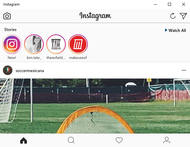 Скриншот приложения Instagram на Windows