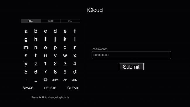 Ввод кода двухфакторной аутентификации на Apple TV