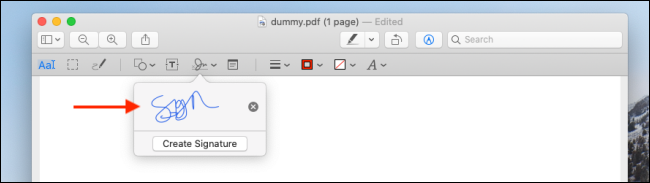 Выбор подписи из списка на Mac