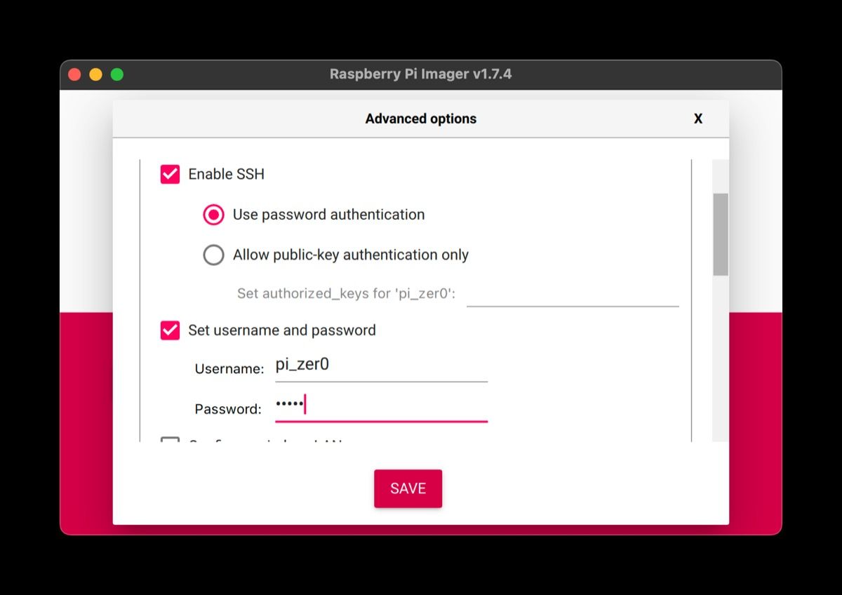 Включение SSH в Raspberry Pi Imager