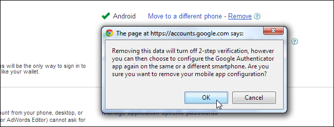 Параметры двухэтапной проверки Google