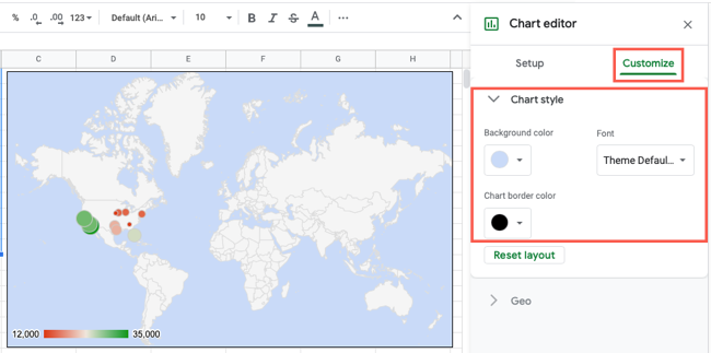 Настройка стиля диаграммы в Google Sheets