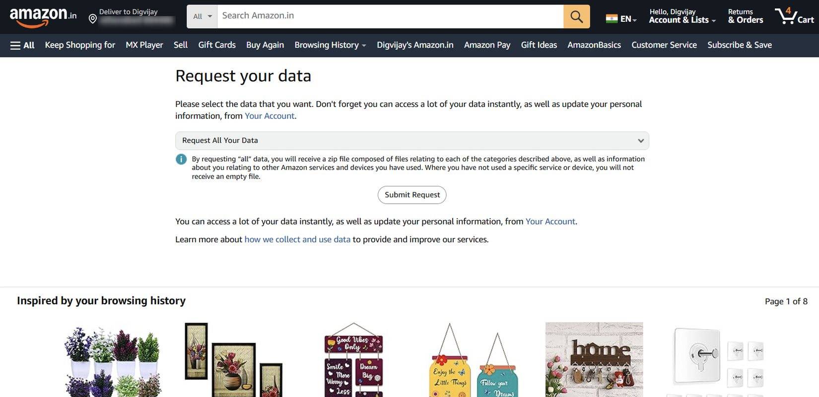 Downloading all of my personal information from Amazon