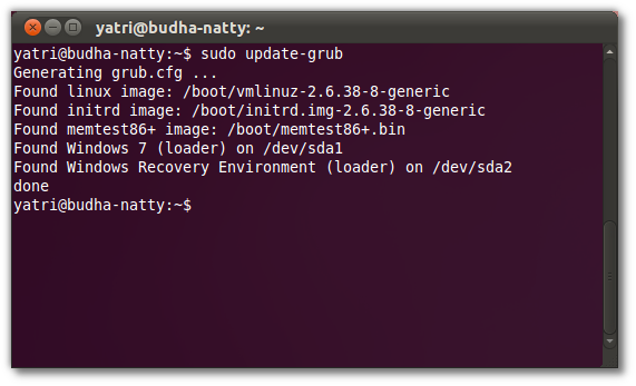 Обновление конфигурации Grub