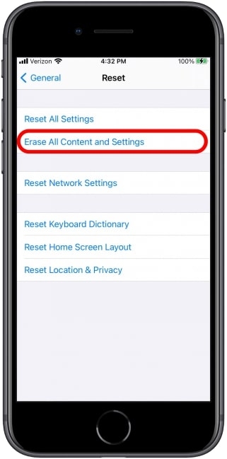 Option zum Zurücksetzen aller Inhalte und Einstellungen auf dem iPhone