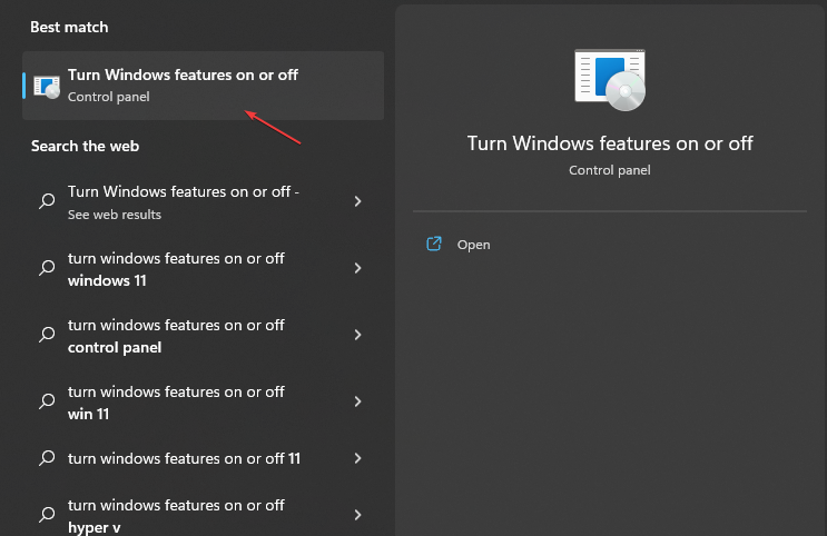 Окно 'Включение или отключение компонентов Windows'