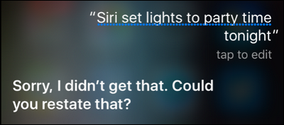 Скриншот примера команды Siri для Hue