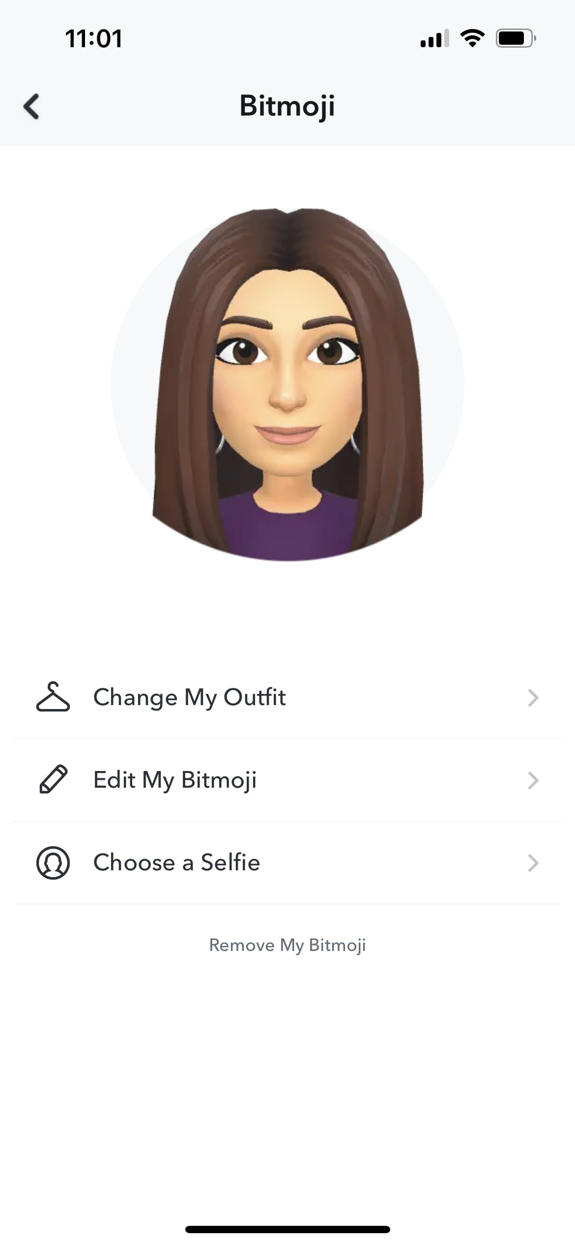 Настройки Bitmoji в Snapchat