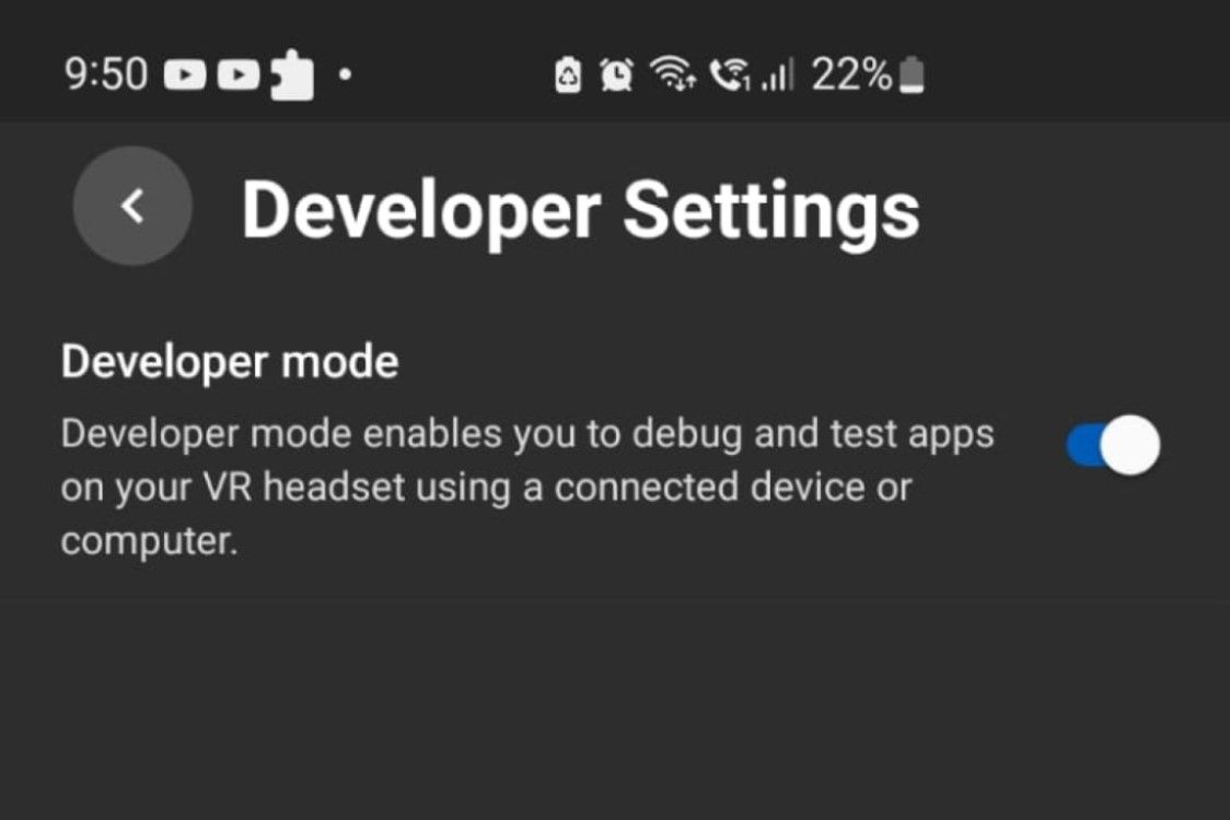 Включение режима разработчика на Meta Quest