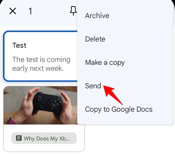 Отправка заметки через мобильное приложение