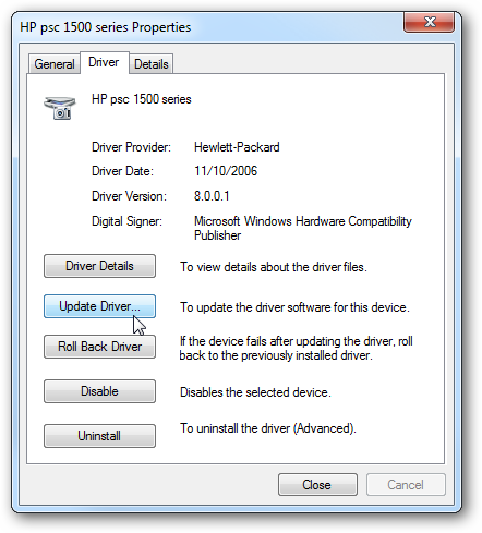 Проверка драйверов HP