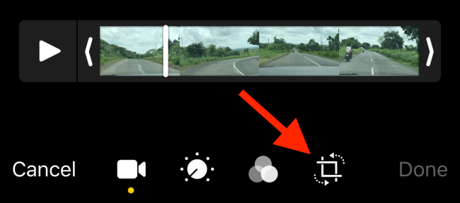 Нажмите кнопку обрезки в режиме редактирования видео