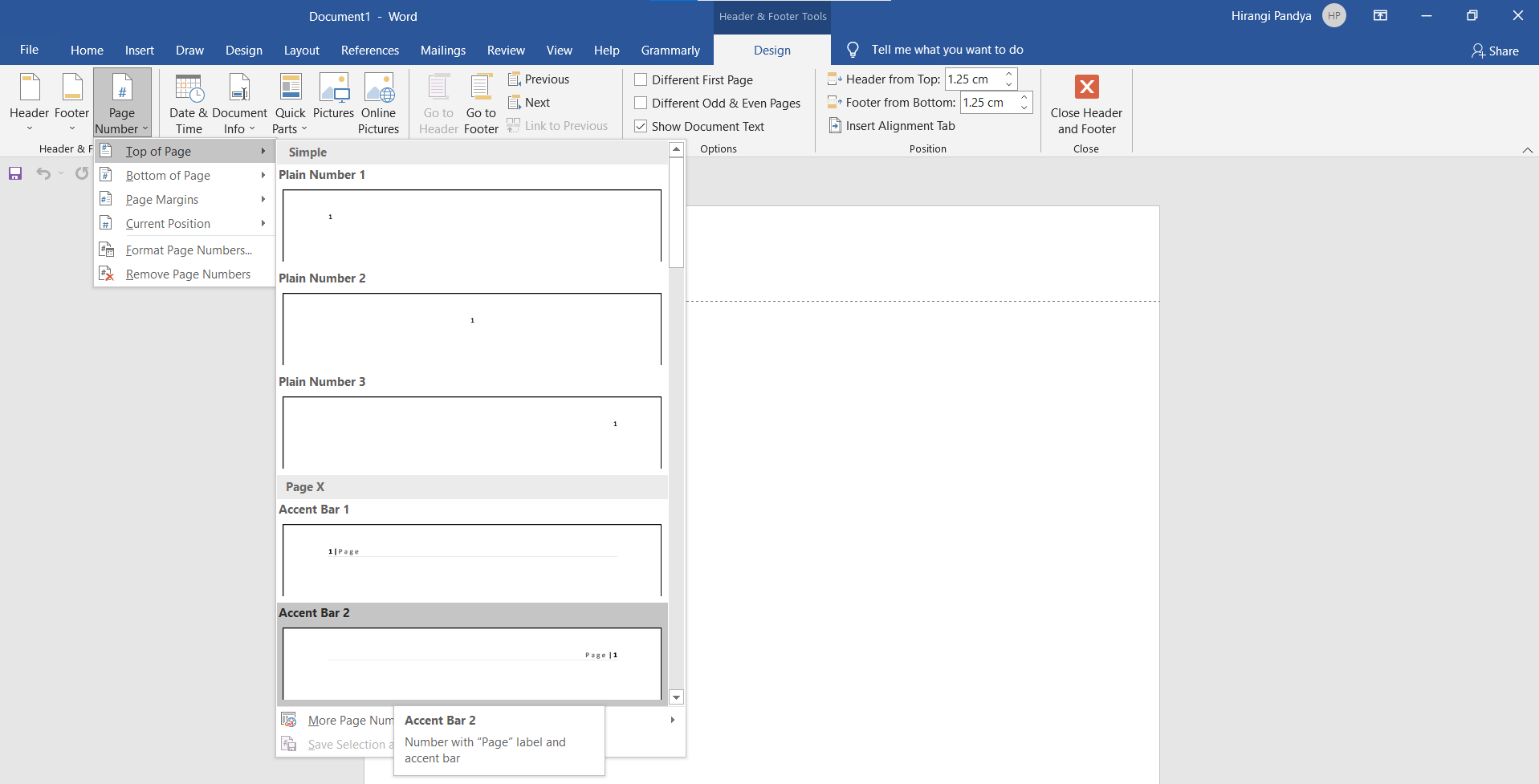 Добавление номера страницы