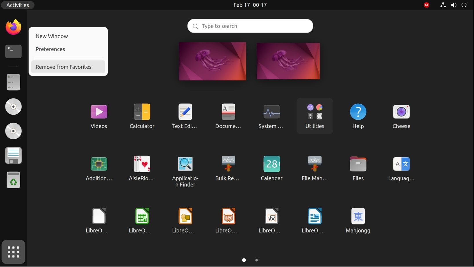 Список ярлыков и иконок в Ubuntu