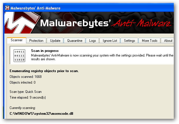 Malwarebytes: полный скан