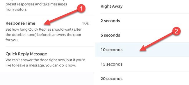 Выбор времени отклика Response Time в Ring