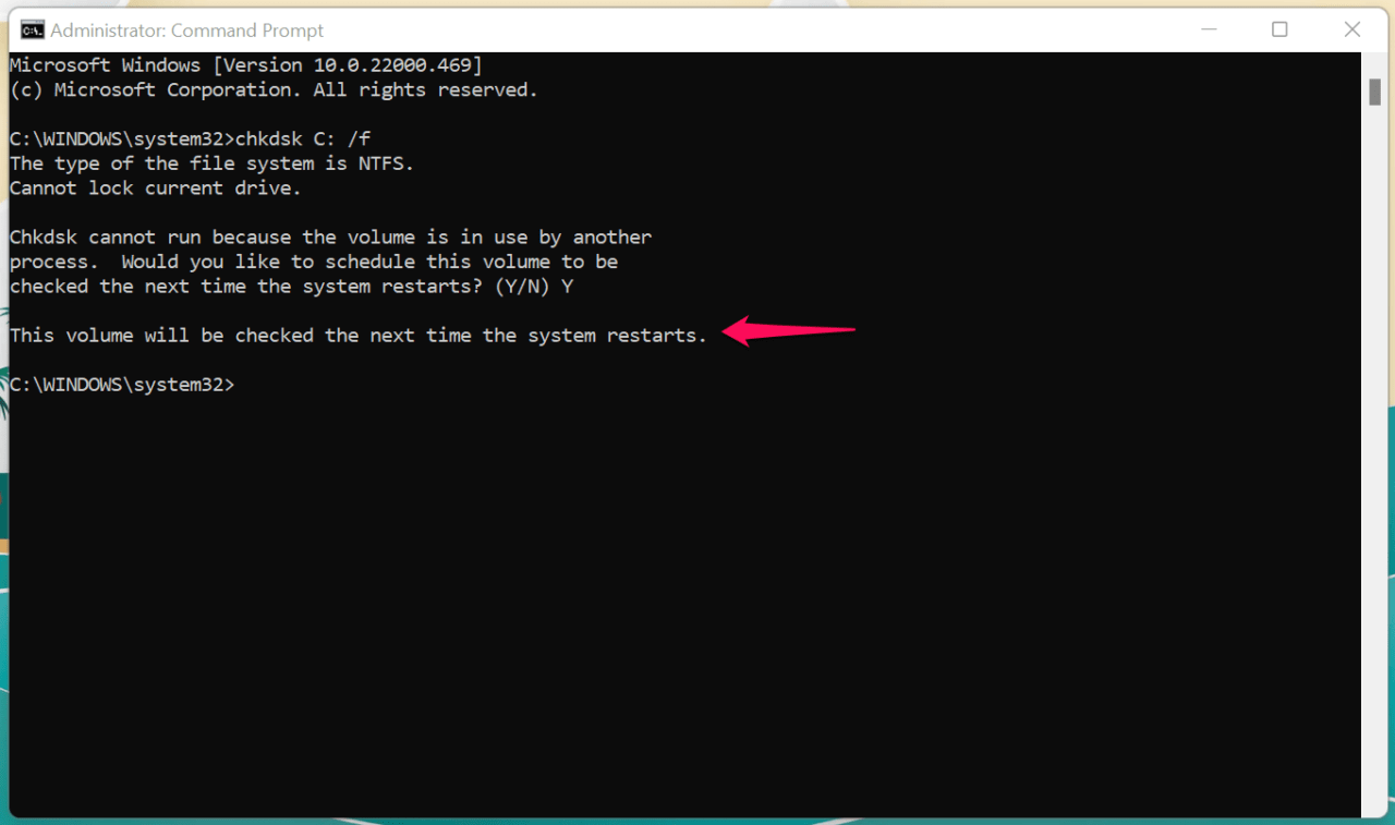 4 - CHDSK Command Confirmed