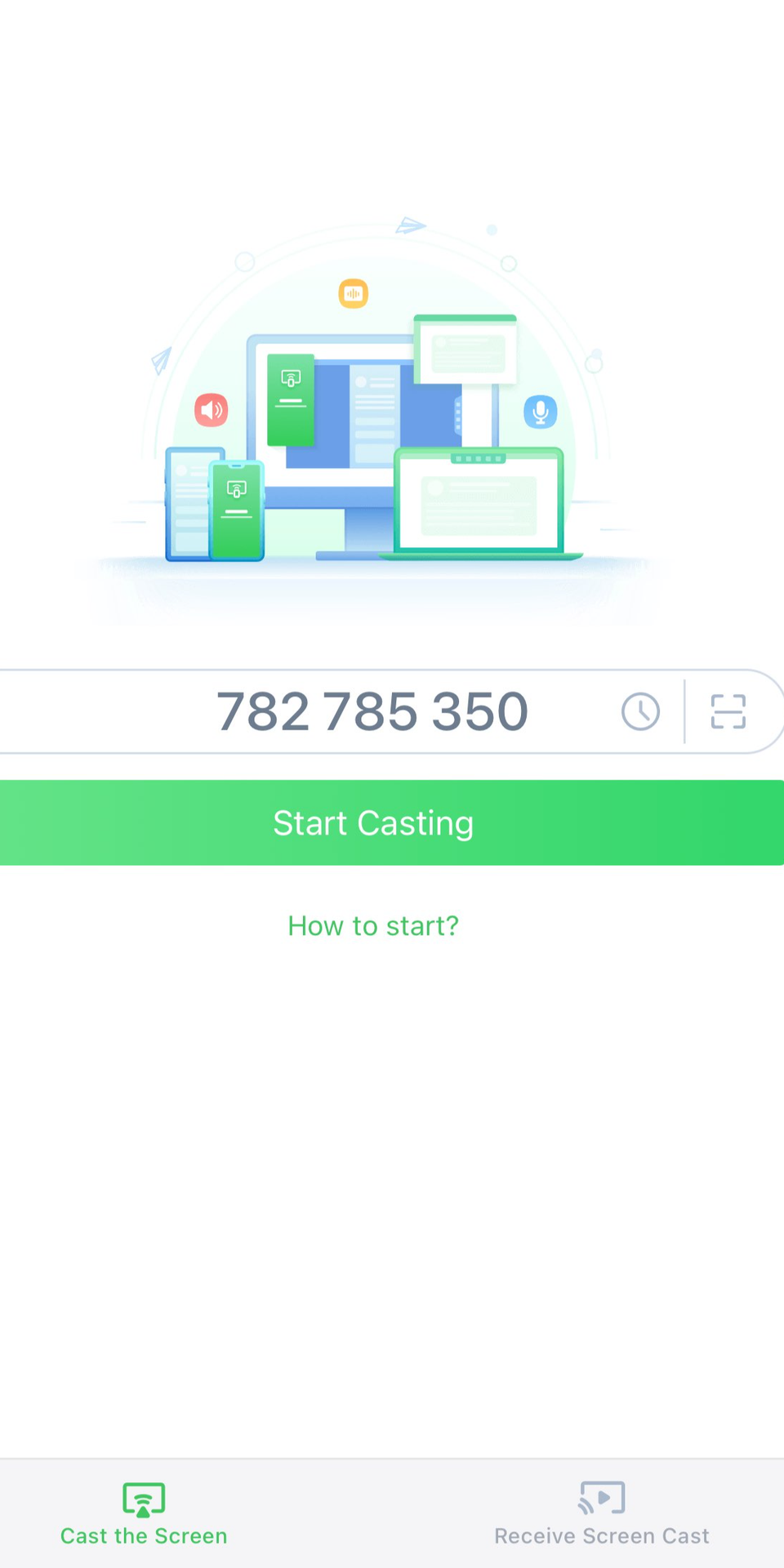 Кнопка Start Casting в AirDroid Cast на iPhone