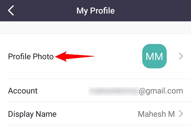 Выберите «Profile Photo».