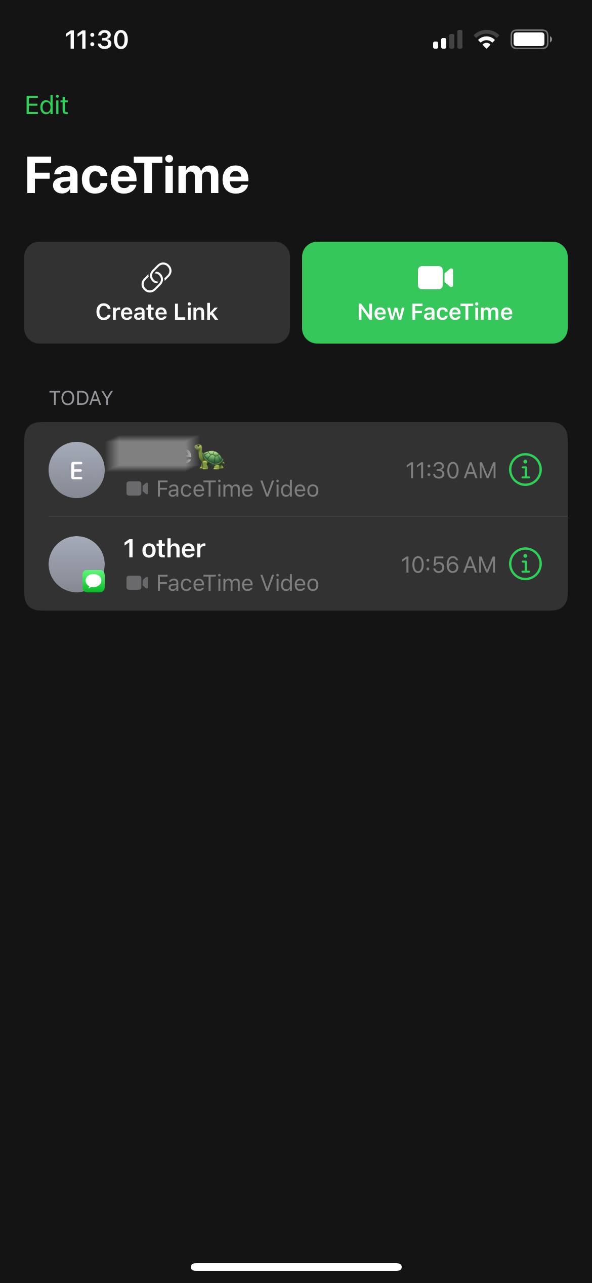 история вызовов FaceTime с пометками