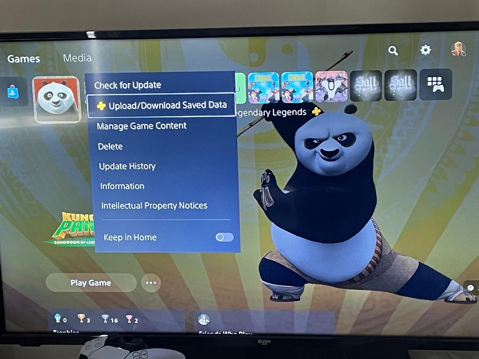 Опция загрузки сохранений в облако на PS5.