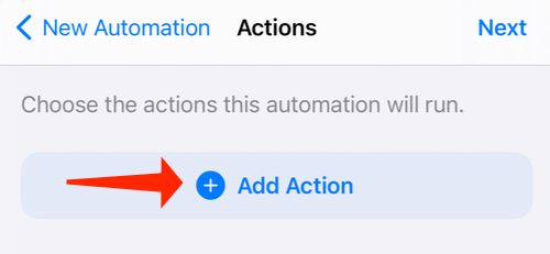 Нажмите Добавить действие