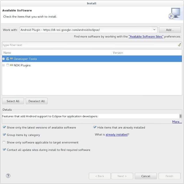 Установка плагина Android в Eclipse