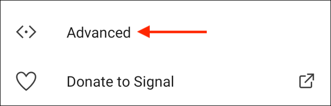 Пункт Дополнительно в настройках Signal для Android